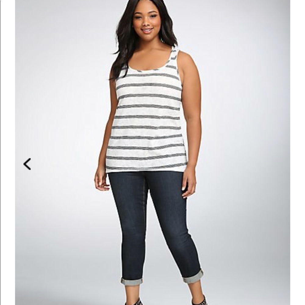 Striped Lace Back Tank Top